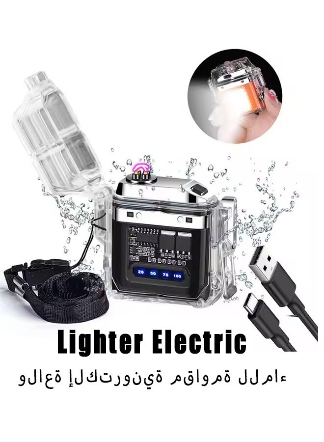 Bincoo Lighter Electric Lighter USB Type C Rechargeable Multifunctional Windproof and Waterproof Transparent Dual Arc Lighter  Lighter  for  Outdoor Lighting and Ignition  Candle Camping Hiking Adventure Black - Image 1