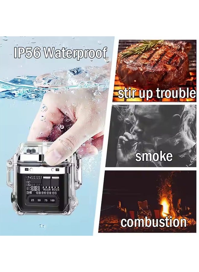 Bincoo Lighter Electric Lighter USB Type C Rechargeable Multifunctional Windproof and Waterproof Transparent Dual Arc Lighter  Lighter  for  Outdoor Lighting and Ignition  Candle Camping Hiking Adventure Black - Image 2