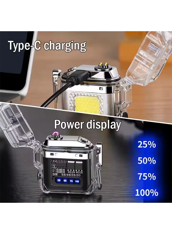 Bincoo Lighter Electric Lighter USB Type C Rechargeable Multifunctional Windproof and Waterproof Transparent Dual Arc Lighter  Lighter  for  Outdoor Lighting and Ignition  Candle Camping Hiking Adventure Black - Image 3