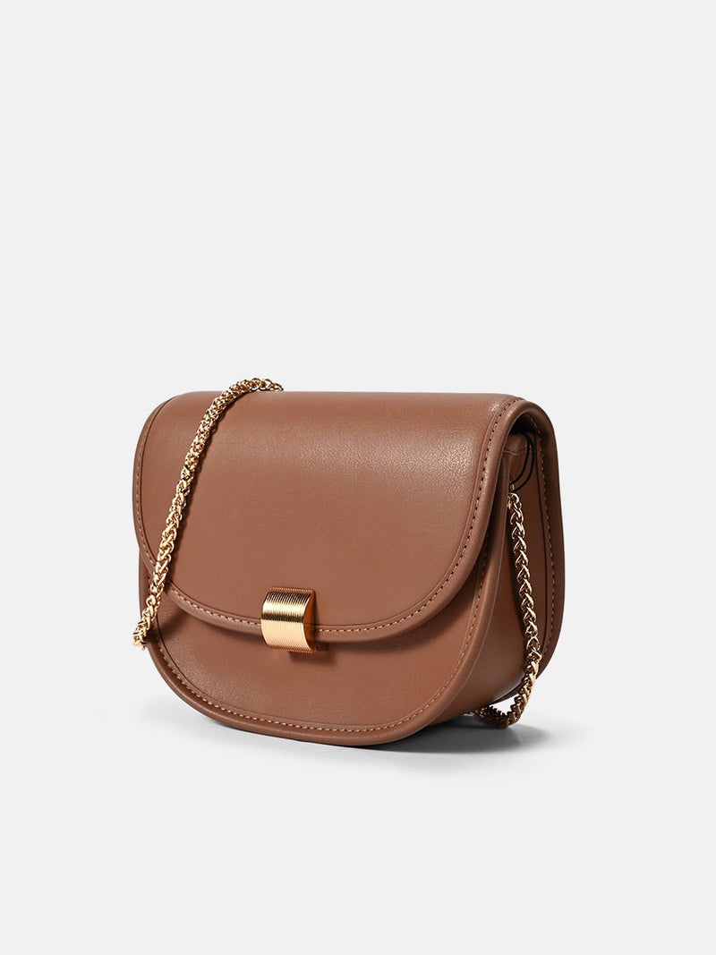 2023 New Genuine Leather Women'S Shoulder Bag Fashion All-Match Chain Messenger Bag Retro French Simple Saddle Bag - Image 3