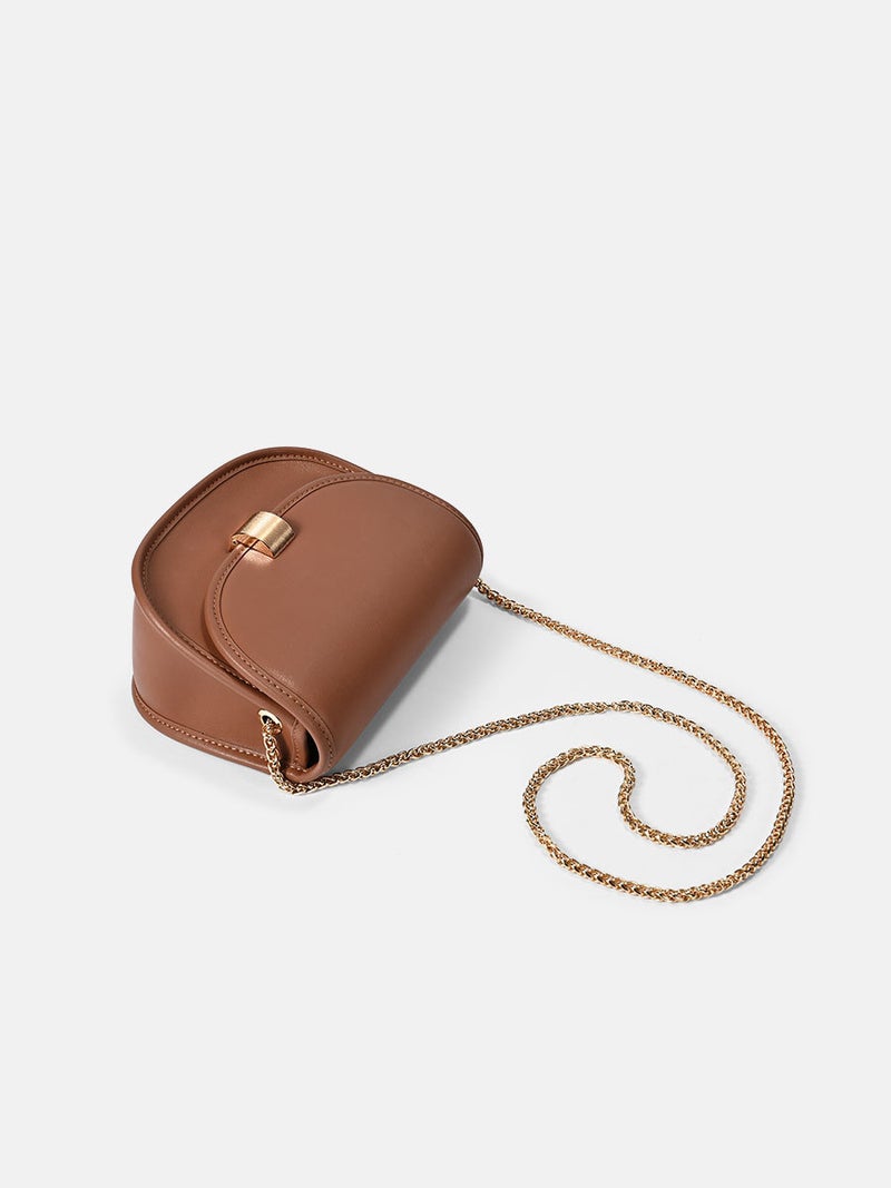 2023 New Genuine Leather Women'S Shoulder Bag Fashion All-Match Chain Messenger Bag Retro French Simple Saddle Bag - Image 5