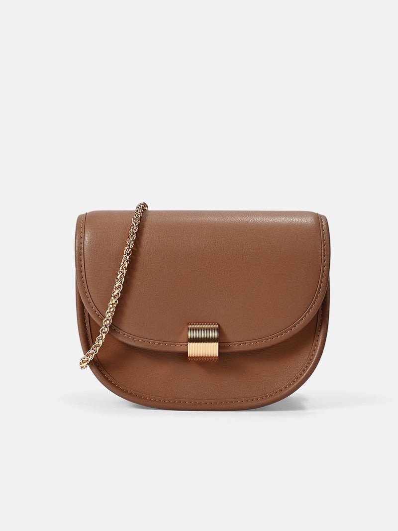 2023 New Genuine Leather Women'S Shoulder Bag Fashion All-Match Chain Messenger Bag Retro French Simple Saddle Bag - Image 2