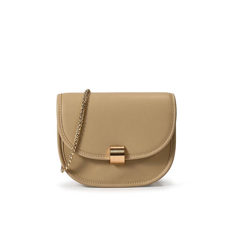 2023 New Genuine Leather Women'S Shoulder Bag Fashion All-Match Chain Messenger Bag Retro French Simple Saddle Bag - Image 1