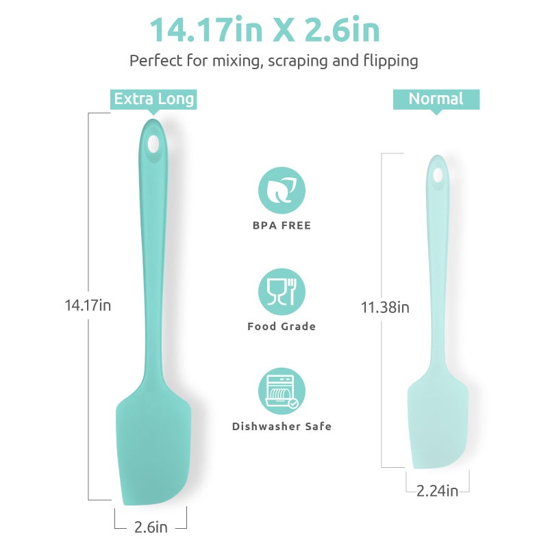U-Taste 14in Extra Large Silicone Spatula: U-Taste 600ÂºF Heat Resistant Flexible Silicon Mixing Stirring Cooking Scraping Baking Bowl Scraper Seamless Spreader for Kitchen Nonstick Cookware (Aqua Sky) - Image 2