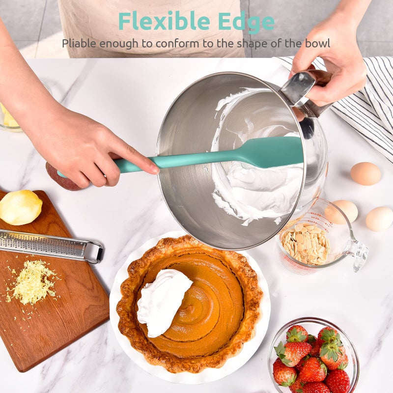 U-Taste 14in Extra Large Silicone Spatula: U-Taste 600ÂºF Heat Resistant Flexible Silicon Mixing Stirring Cooking Scraping Baking Bowl Scraper Seamless Spreader for Kitchen Nonstick Cookware (Aqua Sky) - Image 4