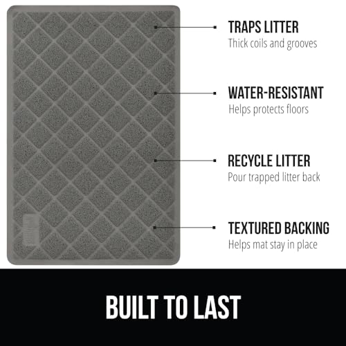 GORILLA GRIP Cat Litter Box Mat, 40x28, Water Resistant, US Designed Kitty Litter Trapping Mats, Easy to Clean, Scatter Control, Less Mess and Clean Floors, Kitten Supplies for Indoor Cats, Gray - Image 2