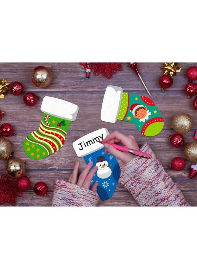 SICOHOME Christmas Cut-Outs For Classroom 4"X6" Assorted Xmas Stocking Cut-Outs With Glue Point Dots For Winter Bulletin Board Classroom School Christmas Candy Party Decorations - Image 5