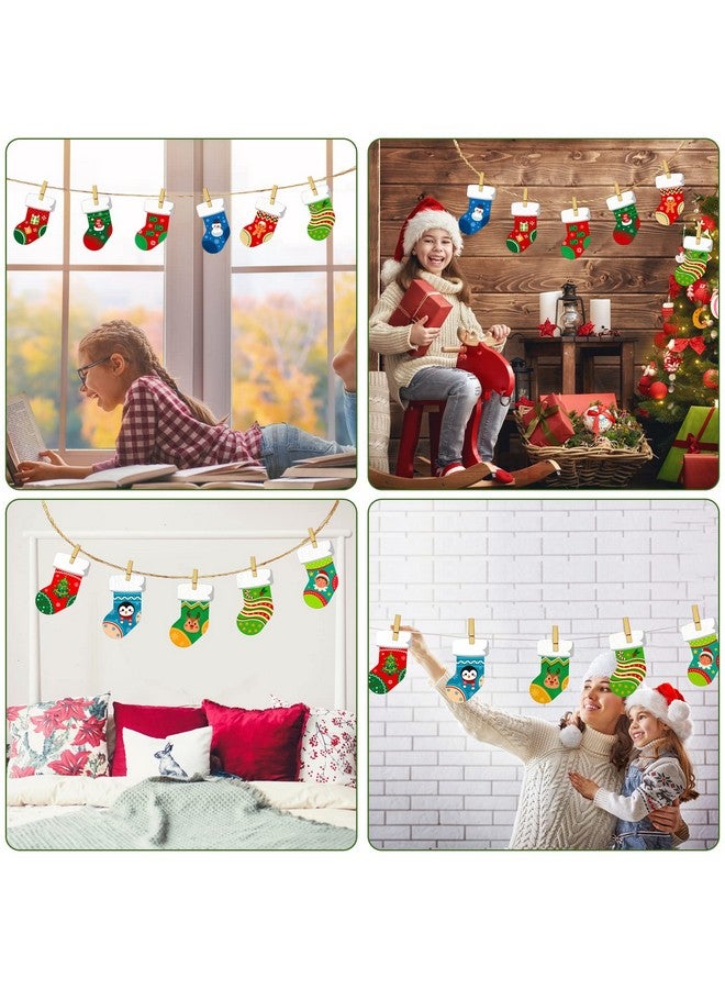 SICOHOME Christmas Cut-Outs For Classroom 4"X6" Assorted Xmas Stocking Cut-Outs With Glue Point Dots For Winter Bulletin Board Classroom School Christmas Candy Party Decorations - Image 2