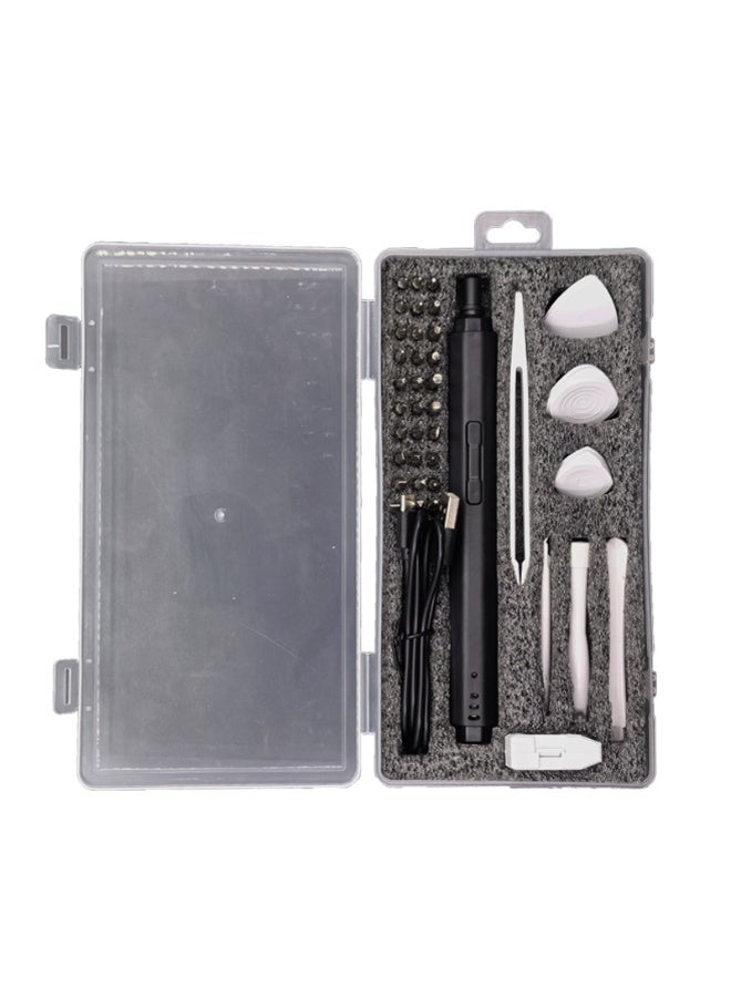 طقم مفك براغي كهربائي صغير 42 في 1 قابل لإعادة الشحن بدون أسلاك مع رؤوس مغناطيسية ووظيفة الدوران الأمامي والخلفي مناسب لتفكيك الهواتف وصيانة الحواسيب وإصلاح الأجهزة الإلكترونية - Image 1