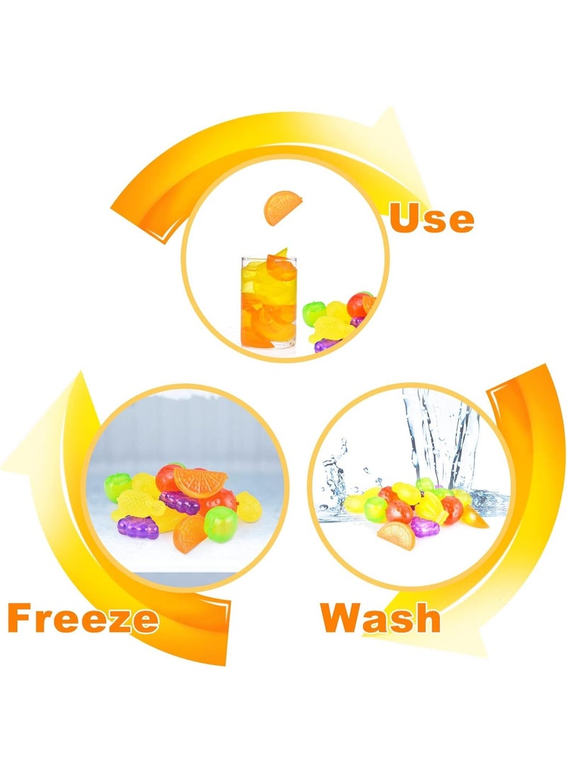 عبوة من 10 مكعبات ثلج قابلة لإعادة الاستخدام - مكعبات ثلج بلاستيكية على شكل فواكه للمشروبات | قابلة للغسل والتجميد، مثالية للعصائر والمشروبات الباردة والكوكتيلات والمشروبات المنعشة - Image 4