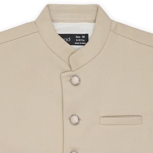 CAVIO Boys Cream Solid Nehru Jacket - Image 2