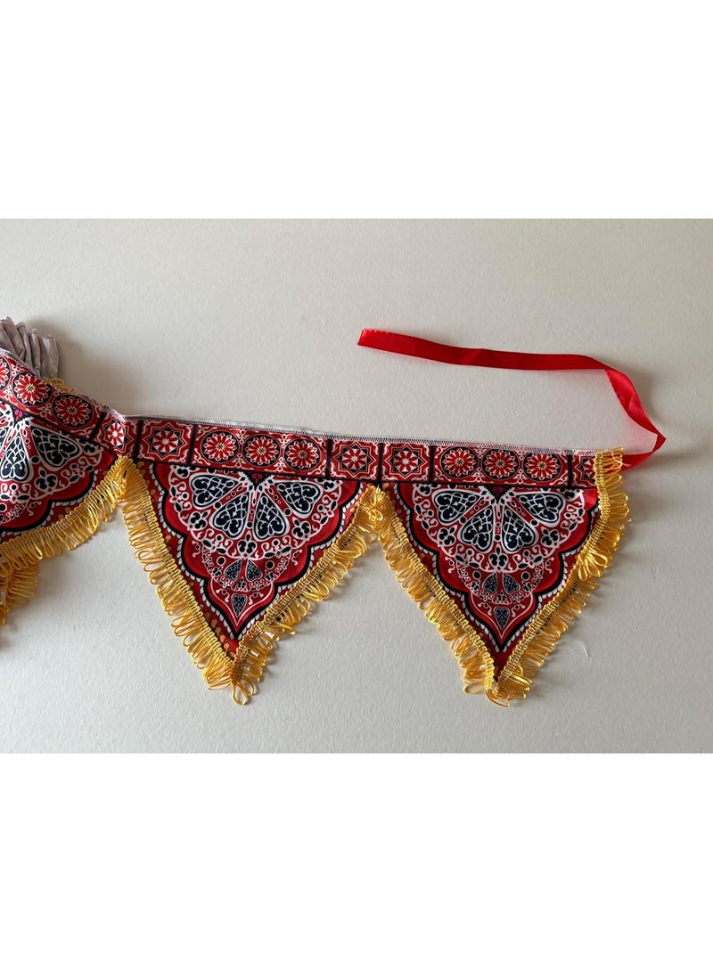 5 Meters Ramadan Hanging Decorations Khayameyah Style 5 Meters, High Quality Triangle Decorations Khayameyah, Red - Image 1