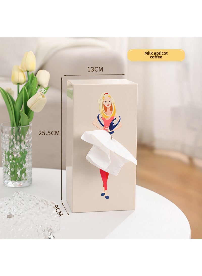 Generic Cartoon Girl Tissue Box Desk Decor Soothing Milk Apricot Coffee Girl Tissue Box 