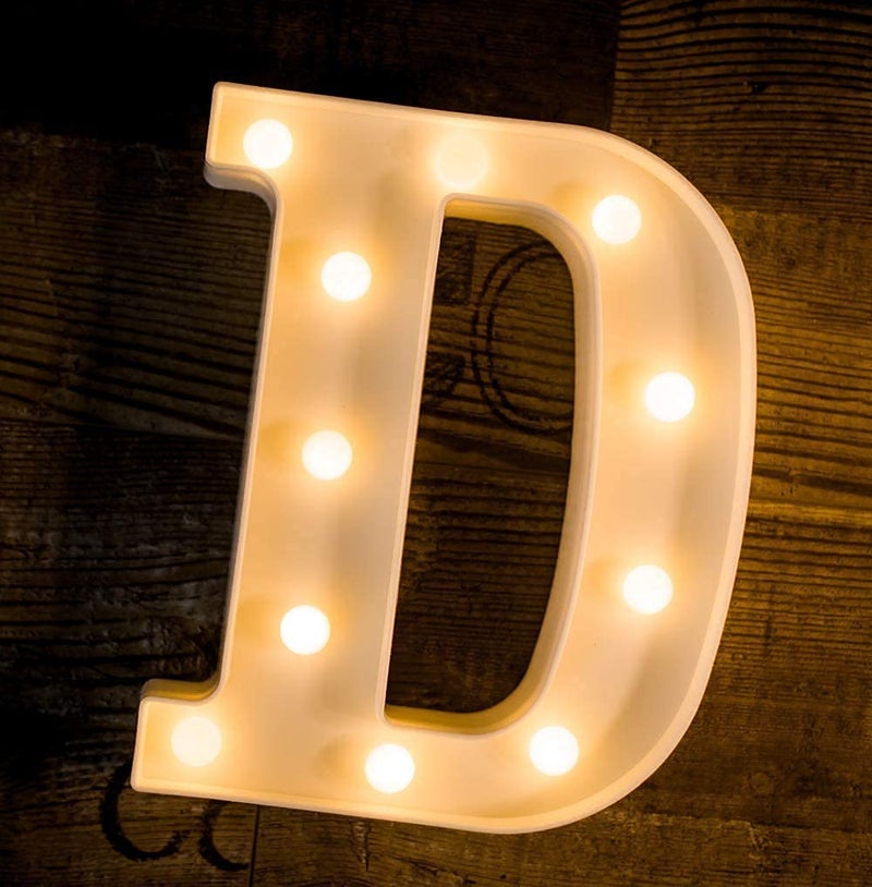 Beeban Beeban Marquee D Alphabet Shaped LED Light Lamp for Decoration Decore Walls Hanging Birthday Party Wedding D  - Image 1
