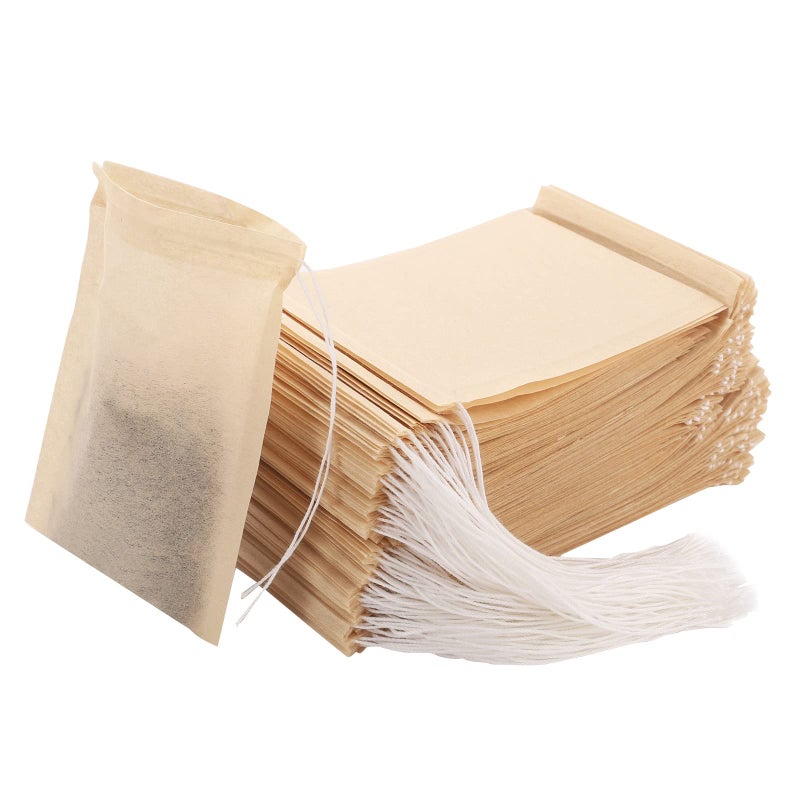 Empty Tea Bags  300 Pcs Disposable Drawstring Unbleached Filter Bags for Loose Leaf Tea and Coffee 354 x 275 inch