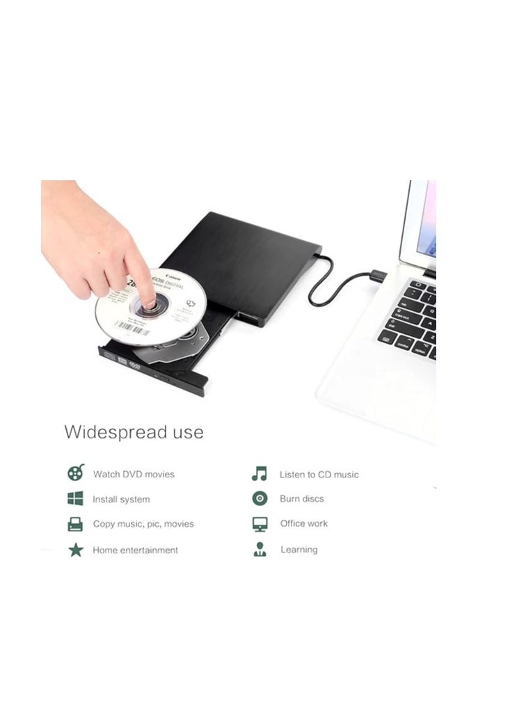 ماركة غير محددة محرك أقراص CD خارجي محمول بمنفذ USB 3.0 – نقل بيانات سريع – متوافق مع اللابتوب والكمبيوتر وماك وويندوز  - Image 2
