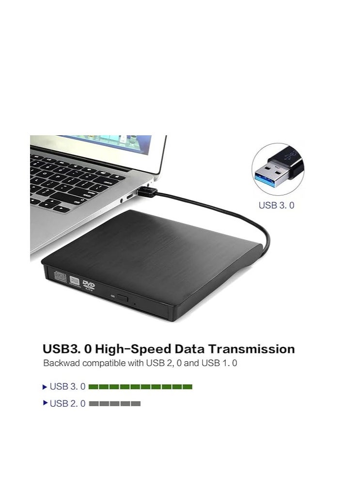 ماركة غير محددة محرك أقراص CD خارجي محمول بمنفذ USB 3.0 – نقل بيانات سريع – متوافق مع اللابتوب والكمبيوتر وماك وويندوز  - Image 3
