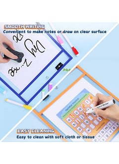 HTVRONT Dry Erase Pockets Sleeves 30 Pack 10X14 Reusable Pocket Protector Sleeves With Rings Clear Plastic Sleeves Sheet Protectors For Teachers Classrooms Schools Supplies Shop Ticket Holders  - Image 3