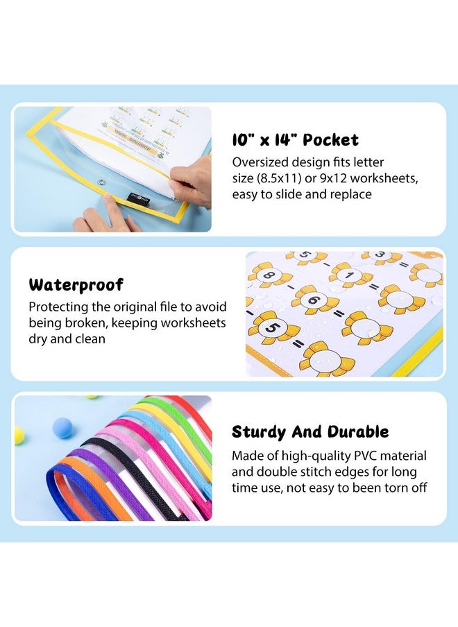 HTVRONT Dry Erase Pockets Sleeves 30 Pack 10X14 Reusable Pocket Protector Sleeves With Rings Clear Plastic Sleeves Sheet Protectors For Teachers Classrooms Schools Supplies Shop Ticket Holders  - Image 5
