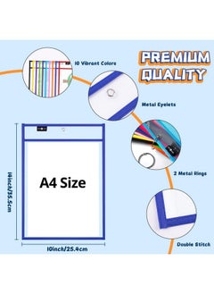 HTVRONT Dry Erase Pockets Sleeves 30 Pack 10X14 Reusable Pocket Protector Sleeves With Rings Clear Plastic Sleeves Sheet Protectors For Teachers Classrooms Schools Supplies Shop Ticket Holders  - Image 2