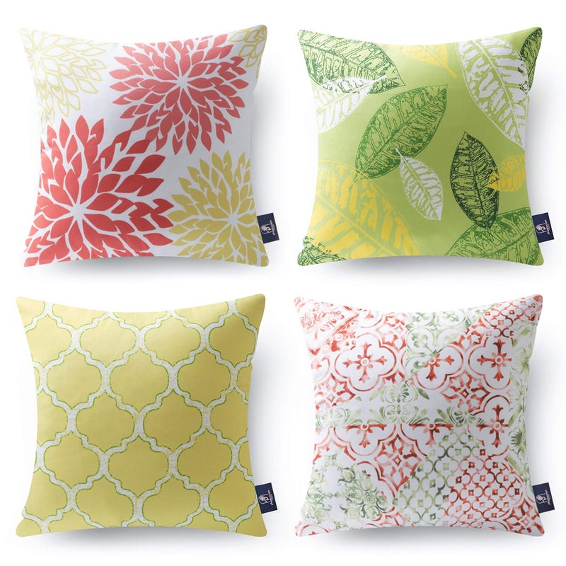 Phantoscope Phantoscope Set of 4 New Living Yellow and Green Throw Decorative Pillow Cover Cushion Cover Print 18 x 18 inches 45 x 45 cm  - Image 1
