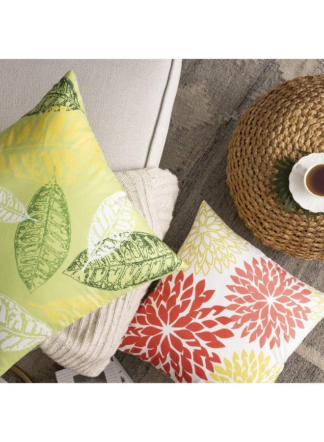 Phantoscope Phantoscope Set of 4 New Living Yellow and Green Throw Decorative Pillow Cover Cushion Cover Print 18 x 18 inches 45 x 45 cm  - Image 2