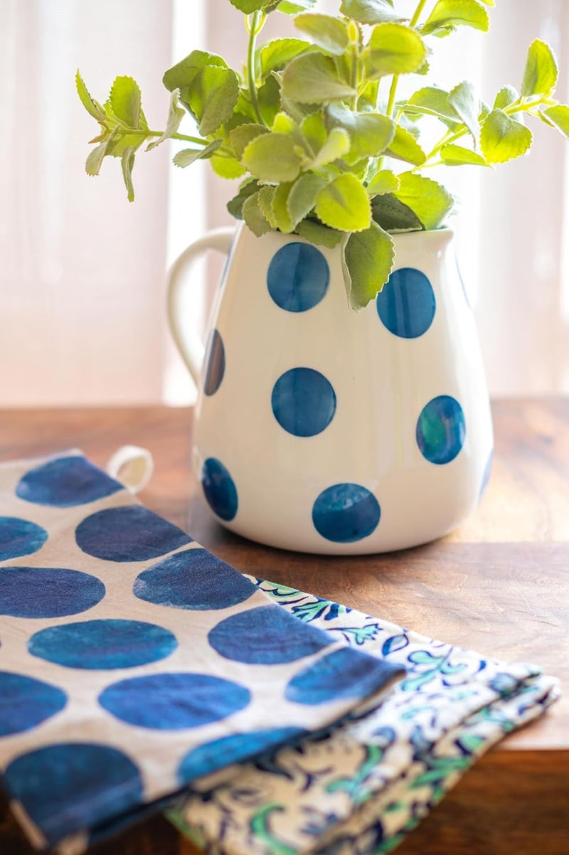 Karma Linen Blend Tea Towel Blue Botanical - Image 3