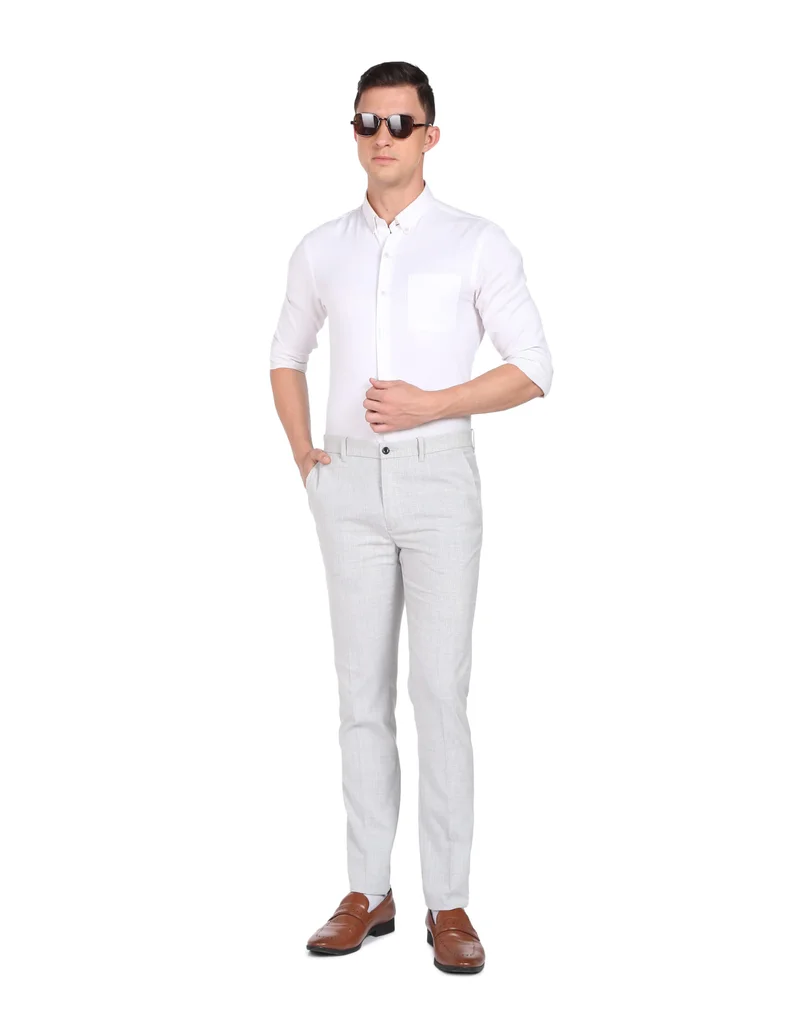Arrow Light Grey Jackson Super Slim Fit Smartflex Trousers for Men | Best Price UAE