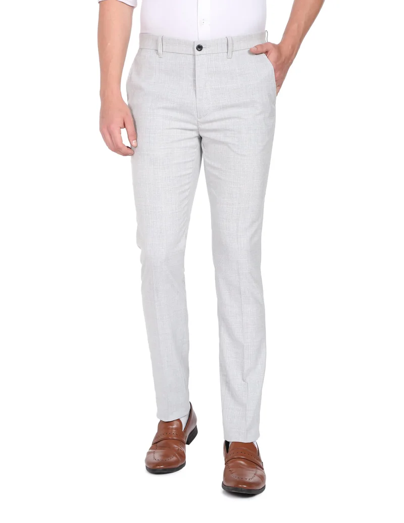 Arrow Light Grey Jackson Super Slim Fit Smartflex Trousers for Men | Best Price UAE