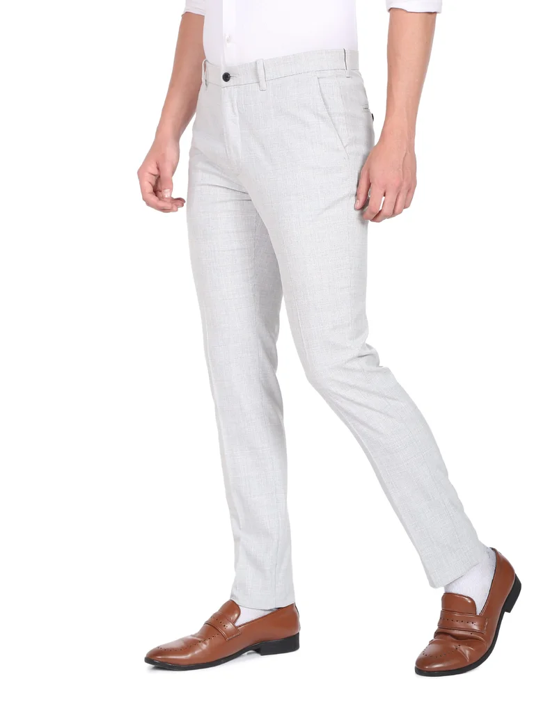 Arrow Light Grey Jackson Super Slim Fit Smartflex Trousers for Men | Best Price UAE
