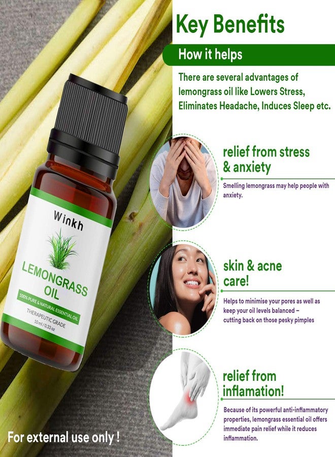 Winkh Pure and Natural Lemongrass Essential Oil - (10 ml) - Image 5