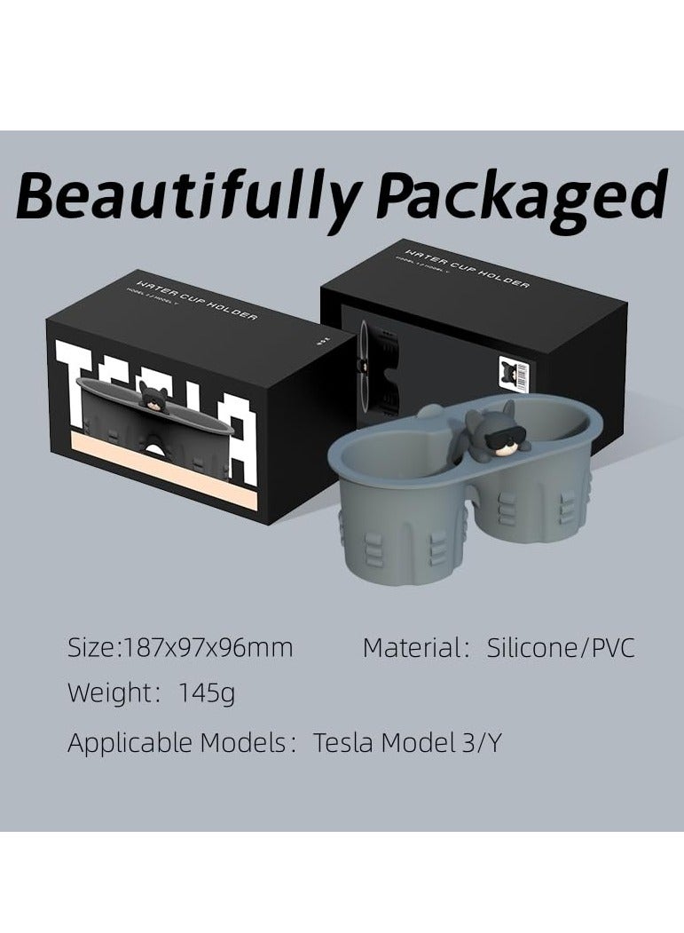 Excefore Console Cup for Tesla Model Y Model 3 Center, Holder Insert Upgraded Silicone Material, Center Console Interior Accessories 2023 2022 2021 - Image 3