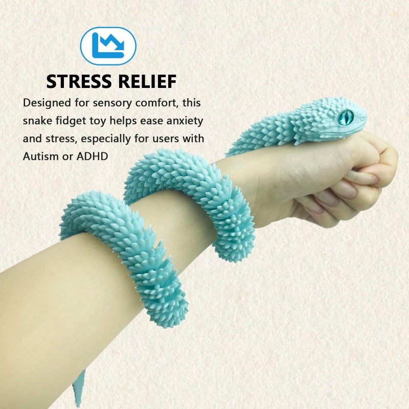 UXBSTM 24in 3D Printed Snake Toys, Flexible 3D Printed Animal, Fidget ADHD Snake Toys, Perfect Desk Pet for Animal Collectors, Easter Basket Essentials, Easter Basket Stuffers - Image 2
