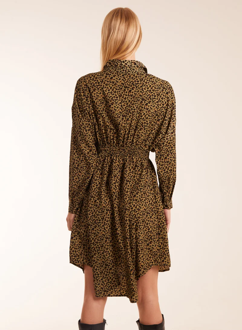 Blue Vanilla Leopard Shirt Dress