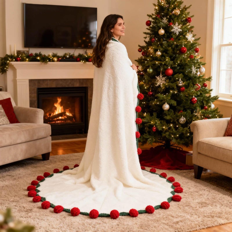 Acteb Finished Crochet Flower Bouquet Blanket Valentine Gifts, Handmade Knitted Rose Flower Throw Blankets, White Elephant Gift for Adults Teens Kids Funny Useful, 74 Inch - Image 2