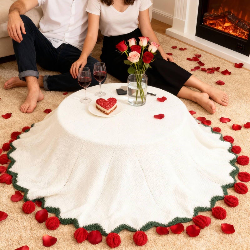 Acteb Finished Crochet Flower Bouquet Blanket Valentine Gifts, Handmade Knitted Rose Flower Throw Blankets, White Elephant Gift for Adults Teens Kids Funny Useful, 74 Inch - Image 3