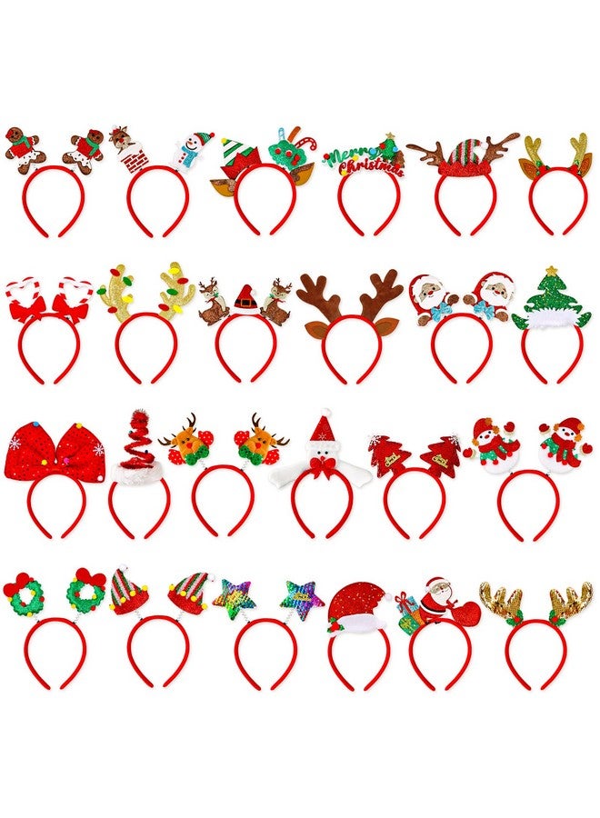 MGparty MGparty 24pcs Christmas Headbands Party Favors Decoration Supplies Xmas Gifts Photo Booth Xmas Tree Snowman Reindeer Antlers Santa Hat - Image 1