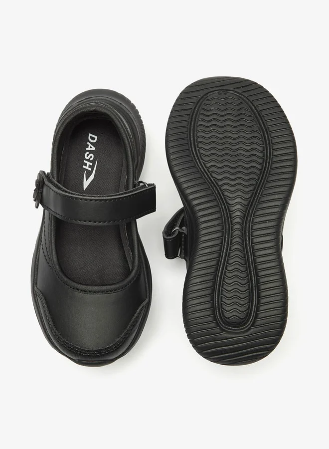 Dash Girls Solid Mary Jane School Shoes with Hook and Loop Closure