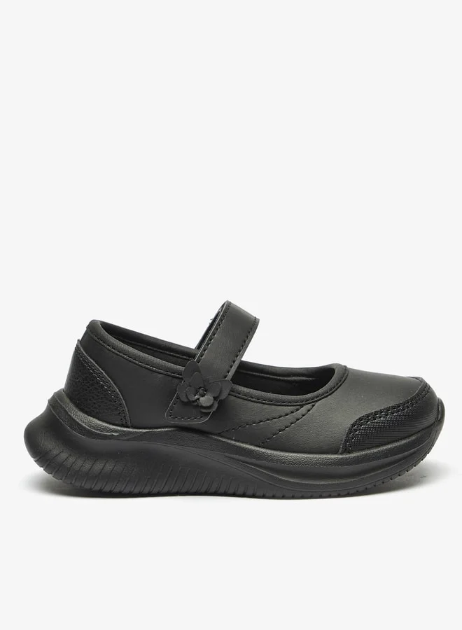 Dash Girls Solid Mary Jane School Shoes with Hook and Loop Closure