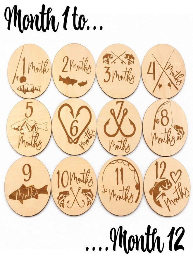 SM Design Baby Milestone Markers Set of 12 + Birth Announcement Sign | Monthly Baby Photo Props | First Year Milestones | Nursery Wall Decor | Hobby Theme (Fishing - Image 4