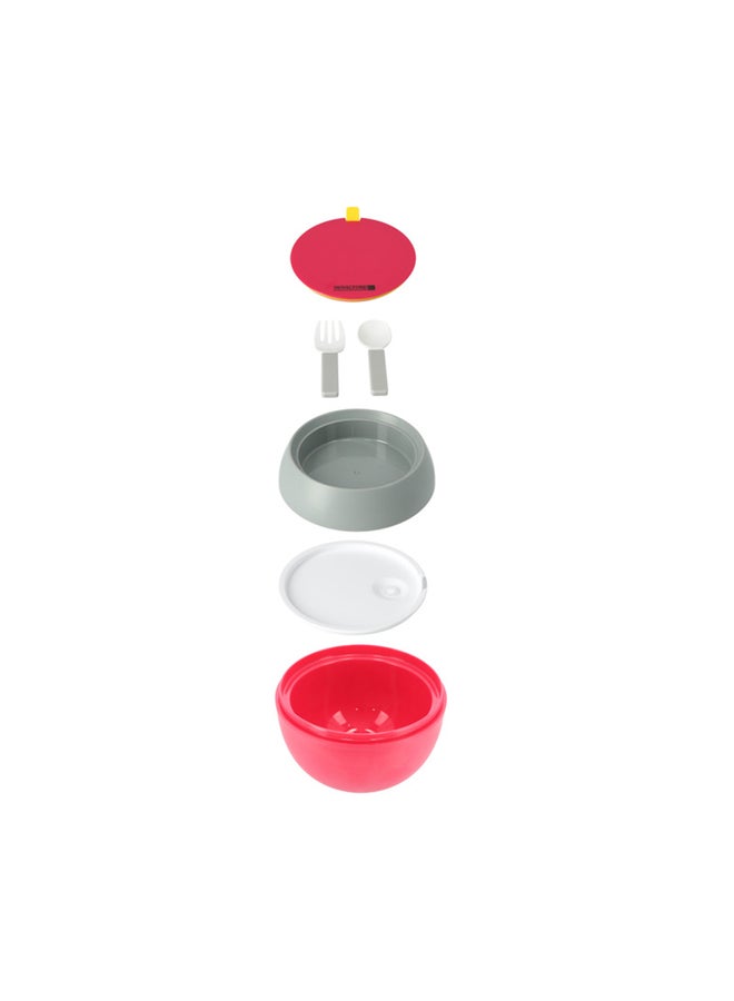 Royalford 2 Layer Fashionable Round Lunch Box Red/Grey/Pink 14.8x12.1cm - Image 2