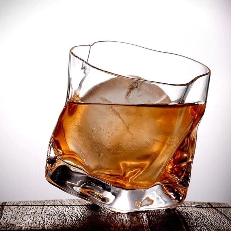 ROSEFINCH Designer Crumple Paper Twisted Crystal Clear Whiskey Glasses Bar Glass for Drinking Bourbon Whisky Scotch Cocktails CognacCocktail Tumblers Clear Set of 6 - Image 3