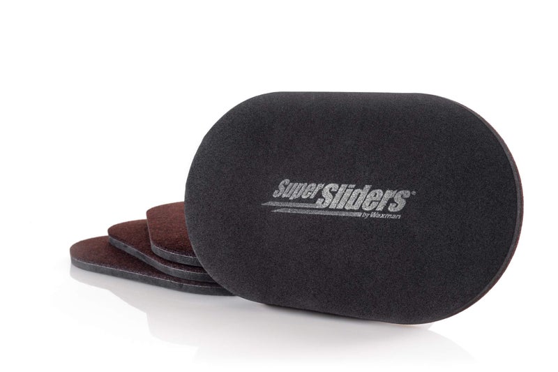 SUPER SLIDERS مزلقات سوبر 5 3/4 بوصة × 9 1/2 بوصة منزلقات أثاث بيضاوية قابلة لإعادة الاستخدام للأسطح الصلبة - حركة سهلة وحماية السطح بني (4 عبوات) - Image 1