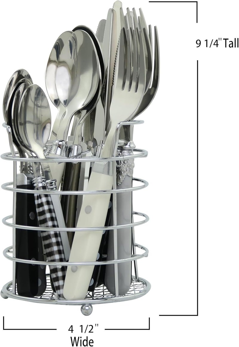 gypsy color The Original Brink House Eclectic Black  White Mix  Match Stainless Steel Cutlery Set  16 pieces with Metal StandLifestyle utensils set for home first apartment dorm dinner parties - Image 2