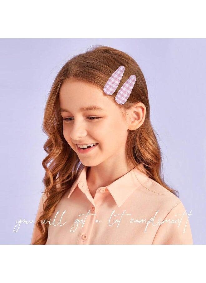 choicbaby Choicbaby Hair Clips for Baby Girls 30 Pcs Snap Hairpins 2.2 Inch Floral Plaid Cloth Wrapped Hair Barrettes Non-Slip Hair Accessories for Baby Toddlers Teens  - Image 5