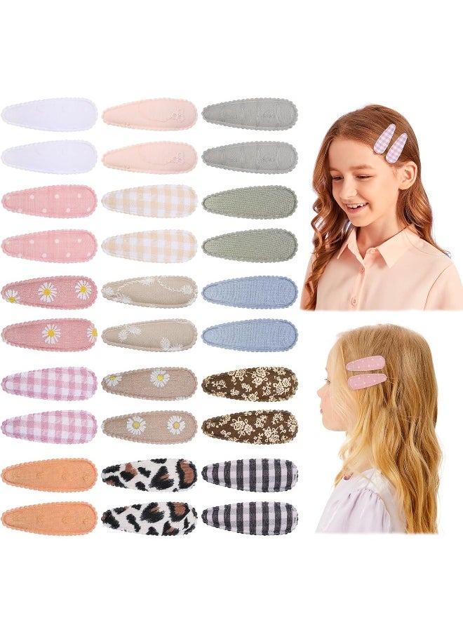 choicbaby Choicbaby Hair Clips for Baby Girls 30 Pcs Snap Hairpins 2.2 Inch Floral Plaid Cloth Wrapped Hair Barrettes Non-Slip Hair Accessories for Baby Toddlers Teens  - Image 1
