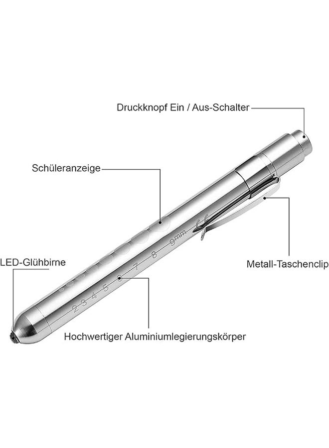 2Pcs Diagnostic Medical Pen Light, Diagnostic Pocket Clip Medical Penlight, Mini Reusable LED Pen Light, Doctor Nurse Emergency Pen Light, Batteries Not Included - Black + Silver - Image 4