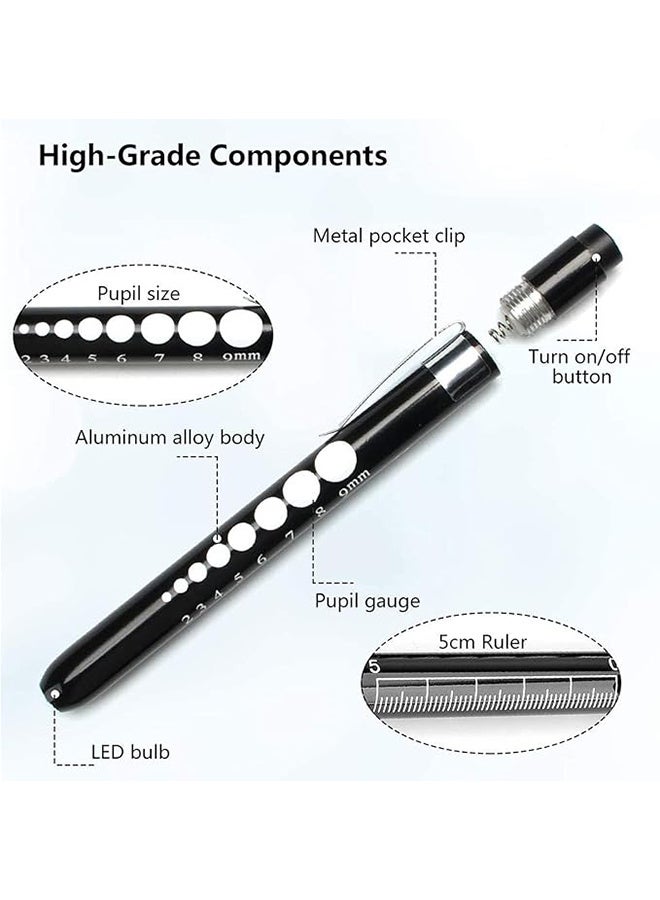 2Pcs Diagnostic Medical Pen Light, Diagnostic Pocket Clip Medical Penlight, Mini Reusable LED Pen Light, Doctor Nurse Emergency Pen Light, Batteries Not Included - Black + Silver - Image 2