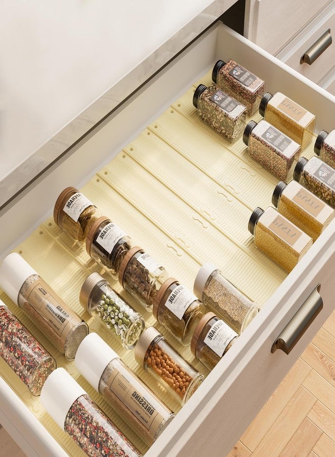 MIUKAA 33 Pack Adjustable Spice Liner, Slip-Proof Spice Drawer Organizer, Kitchen Drawer Liner for Spices Bottle,Tableware, Cups Organizer（Single 7.1 x2.3 in） 3mm thick - Image 1