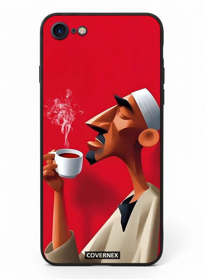 Covernex Apple iPhone 7 Protective Case Cover Printed Featuring Abstract Artistic Man Savouring Morning Coffee - Image 2